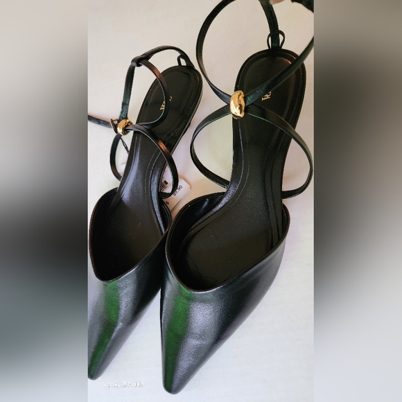 ZARA STRAPPY LEATHER KITTEN HEEL SHOES SIZE 9 - Picture 8 of 10